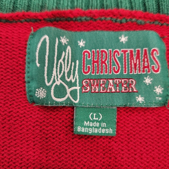 Ugly Christmas Sweater Let It Glow Reindeer Sweater Men's Large Red Green Black - Picture 6 of 13